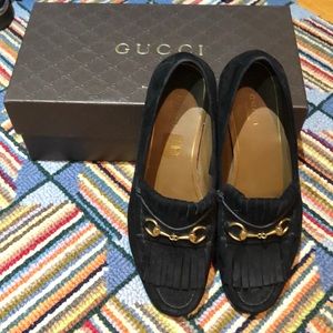 Gucci black suede loafers